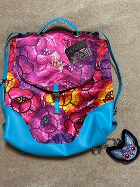¡Ay Güey! Colorful Floral Backpack with Teal Accents